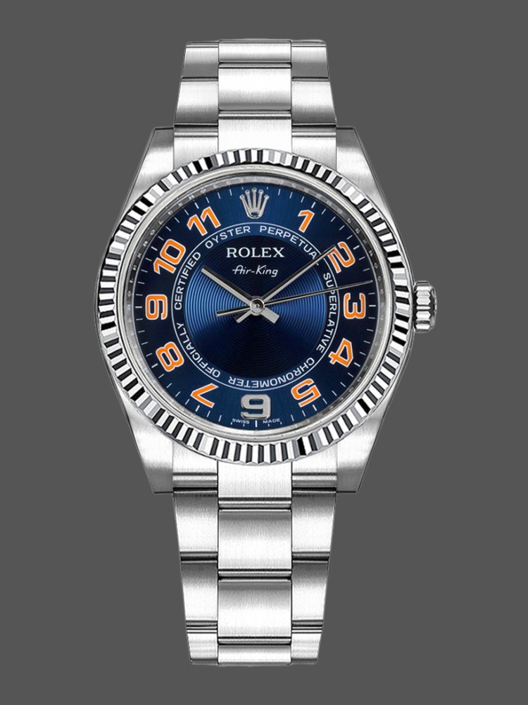 Rolex Oyster Perpetual Air-King 114234 Blue Dial Stainless Steel Oyster 34mm Unisex replica watch