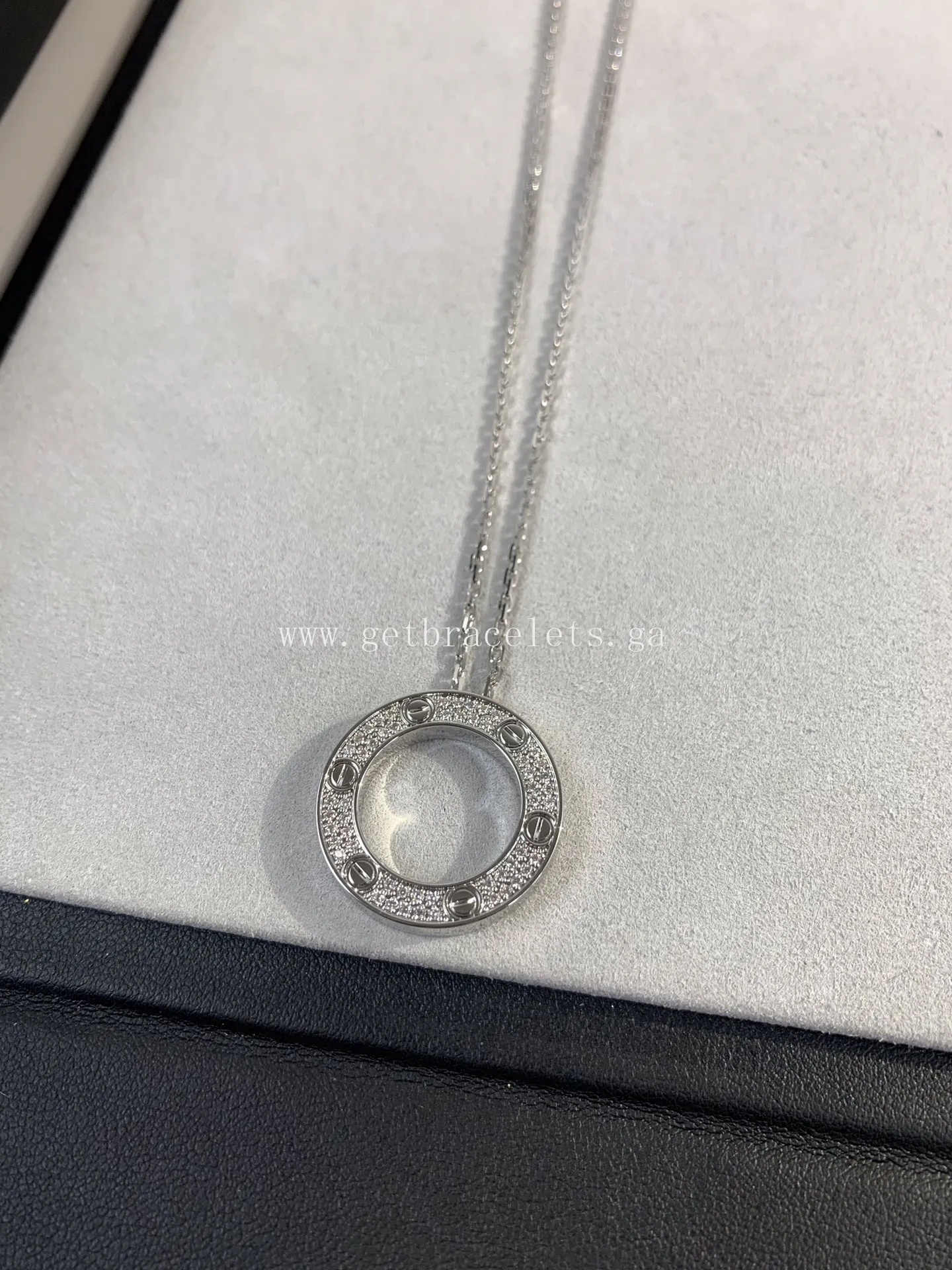 Cartier Love Necklace White Gold With Pave Diamonds