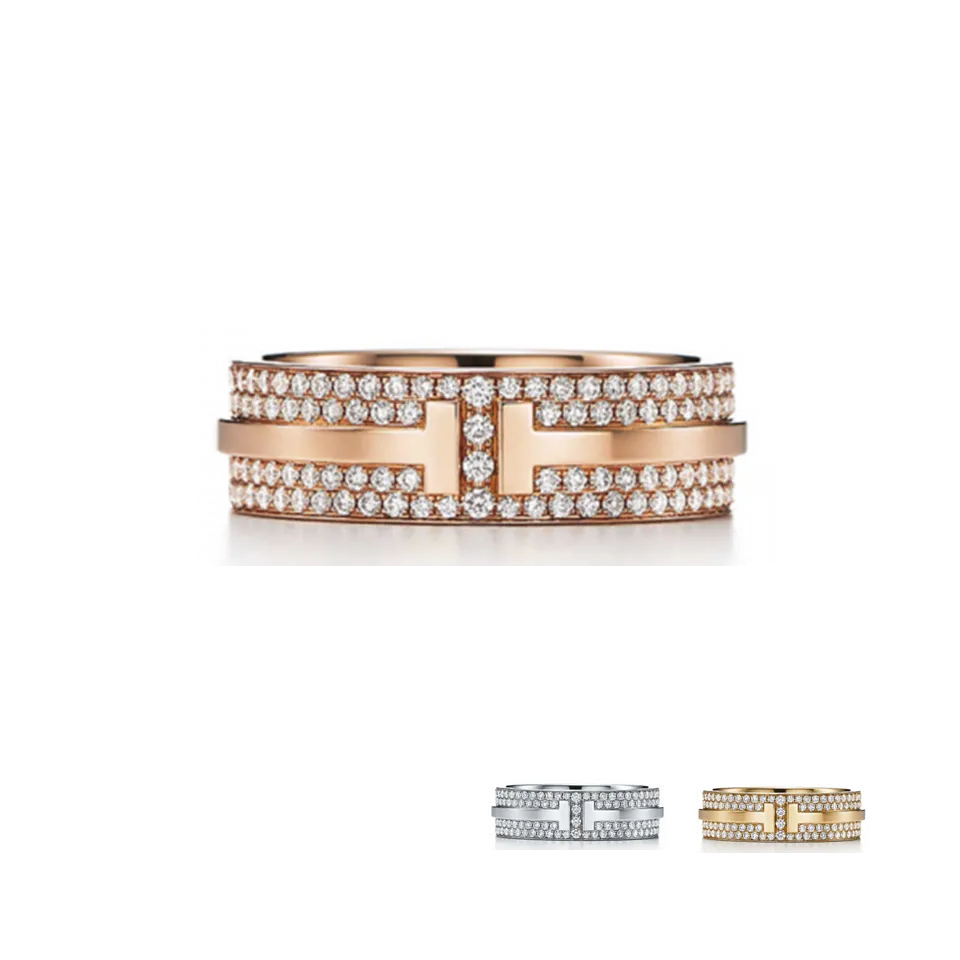 Tiffany T Two Diamonds Ring In Sterling Silver High-quality GRP09011/GRP09012/GRP09010