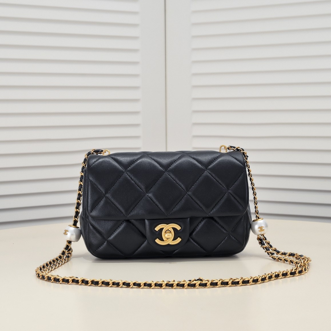 Chanel 24S Hobo Bag With Pearl Adjustable Shoulder Bag Handbag