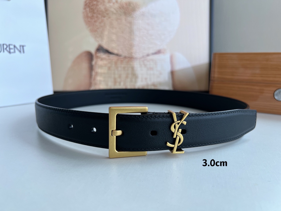 YSL Saint Laurent Leather Belts 1:1 Mirror Version