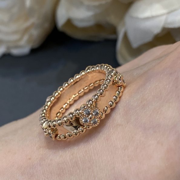 Van Cleef Perlee Ring Dupe, White Gold& Rose Gold