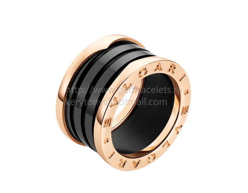 B.zero1 4-Band Rose Gold Ring with Black Ceramic
