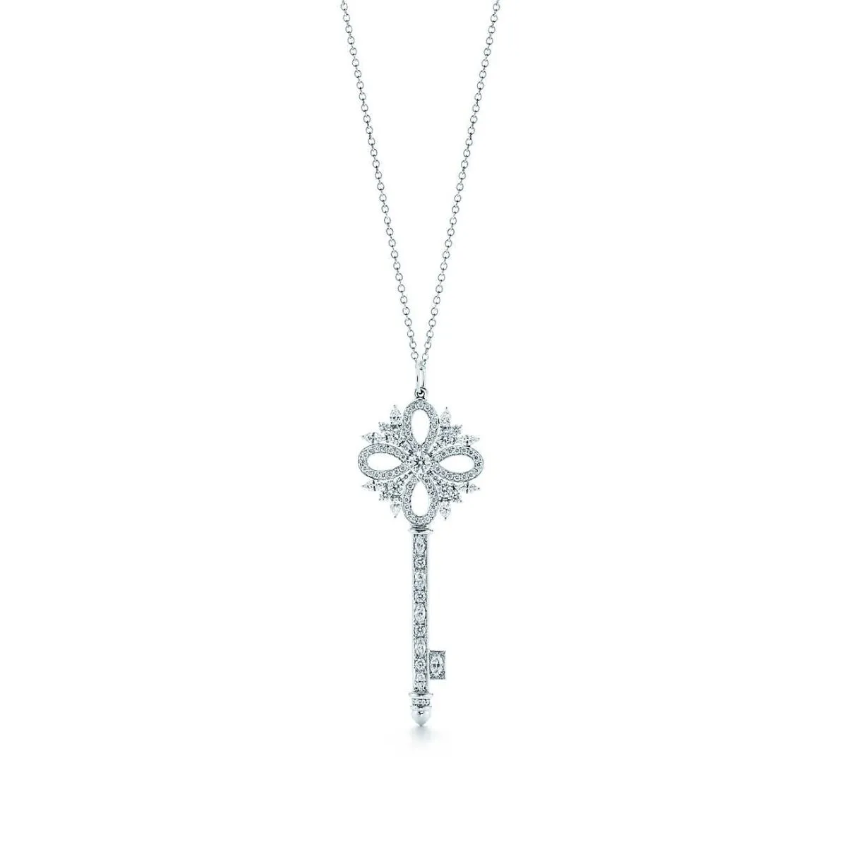 New Style Tiffany Victoria Key Pendant White Gold Diamonds Necklace For Ladies Silver/ Yellow Gold