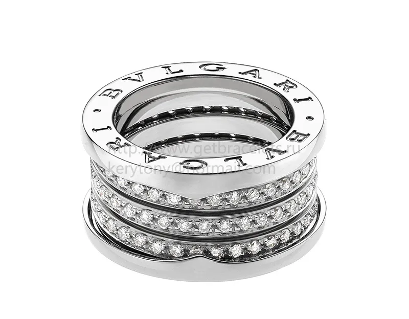 B.zero1 4-Band White Gold Ring with Pave Diamonds