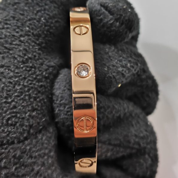 Cartier Love Bracelet Dupe, Rose Gold, Four Diamonds
