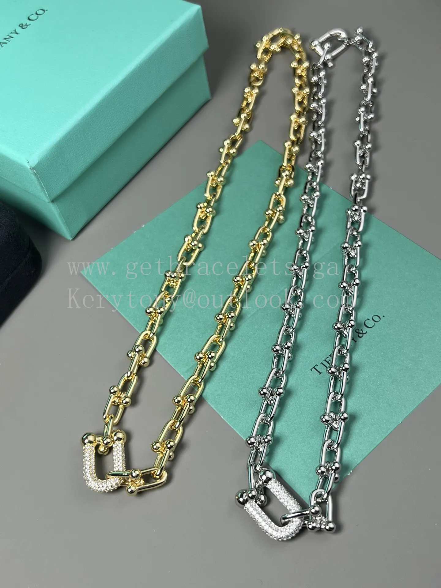 Tiffany HardWear Link Short Necklace Yellow Gold/White Gold