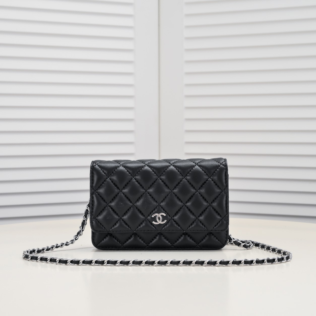 Chanel Woc Classic Lambskin Silver Hardware Shoulder Bag Handbag