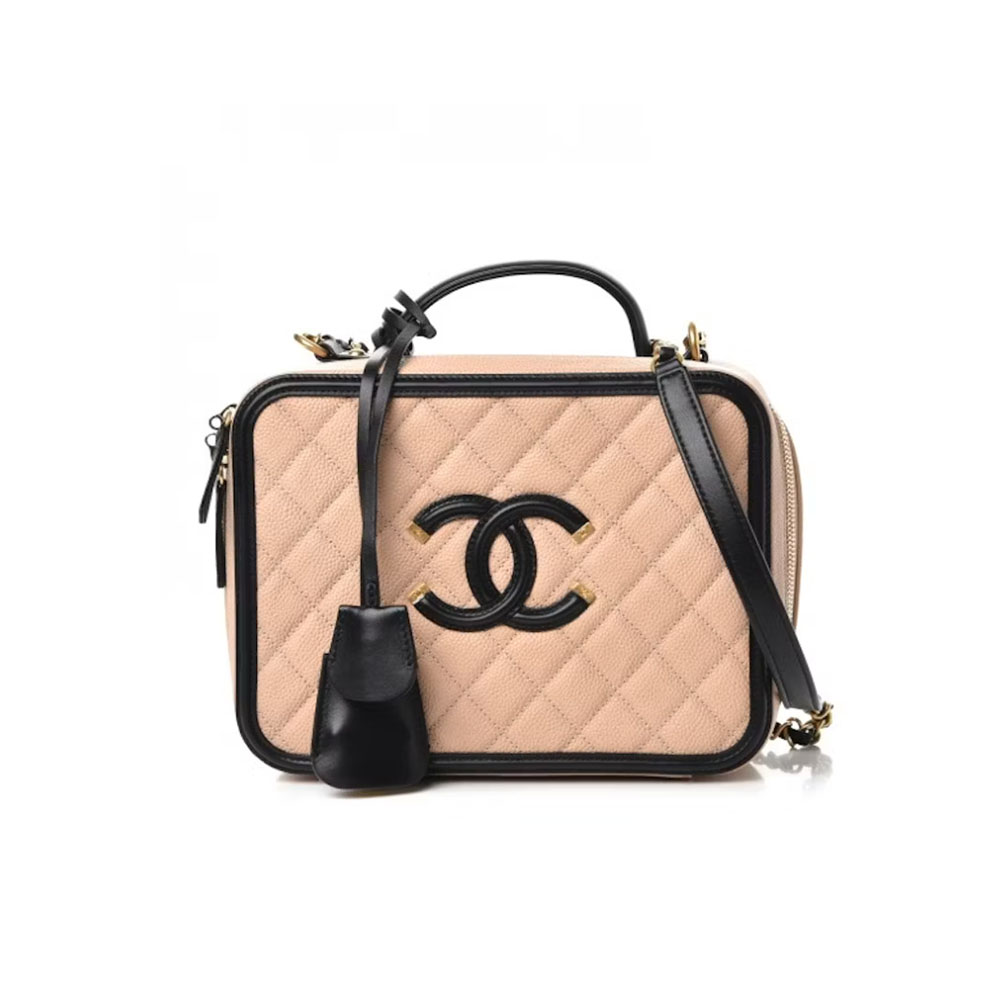 Chanel Vanity Case Quilted Caviar Camera Bag(Replica)