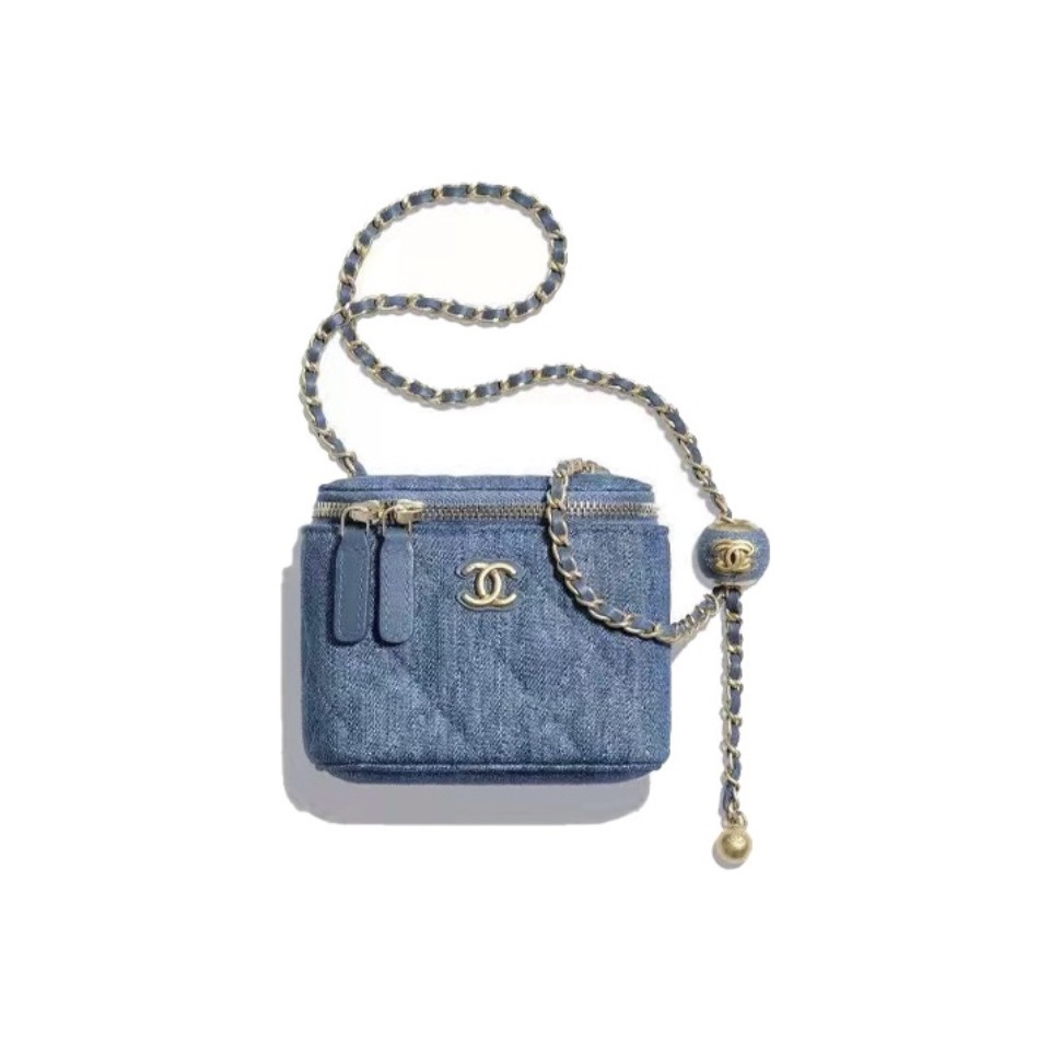Chanel Denim Golden-Ball Makeup Box Shoulder Bag(Replica)
