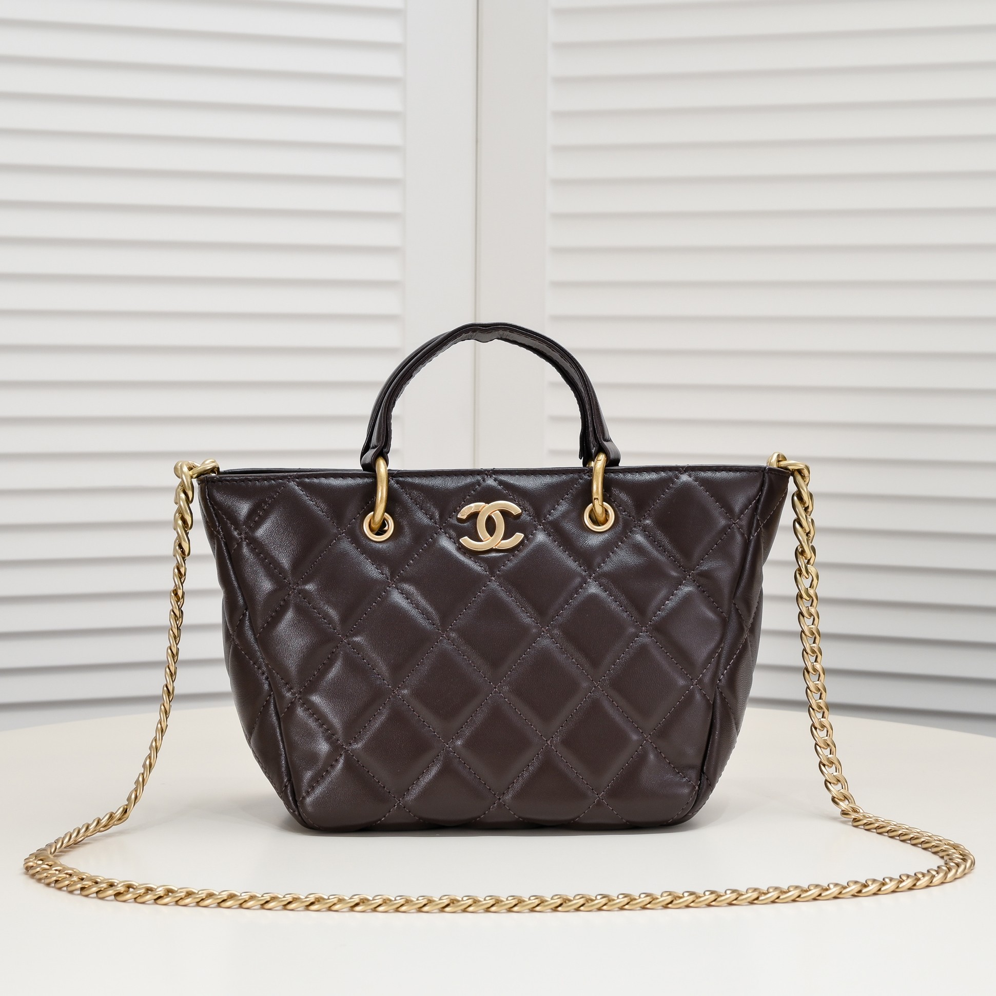 Chanel CC 2Way Chain Shoulder Tote Bag Leather Shoulder Bag Handbag