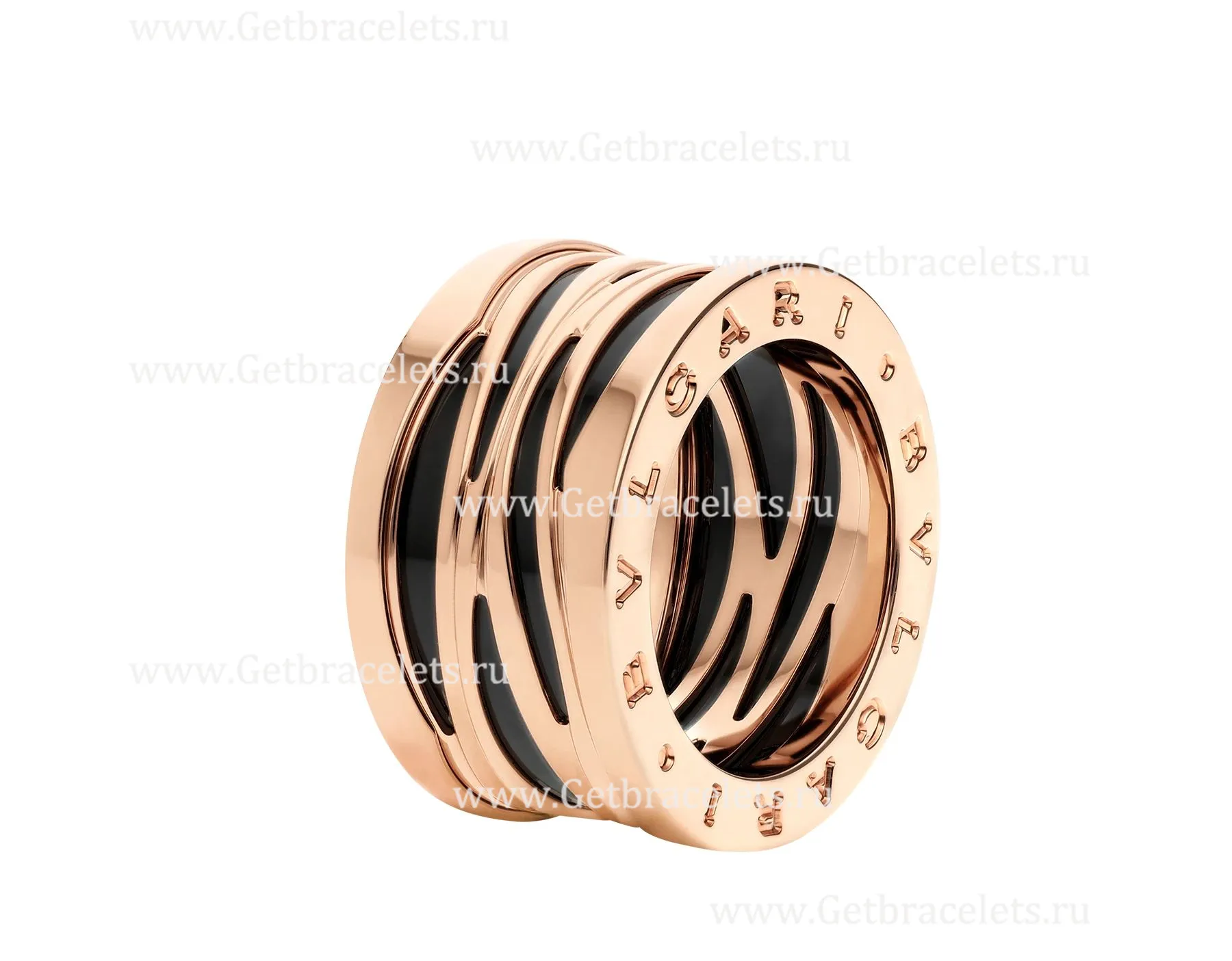 B.zero1 Design Legend 4-Band Ring in 18kt Rose Gold and Black Ceramic