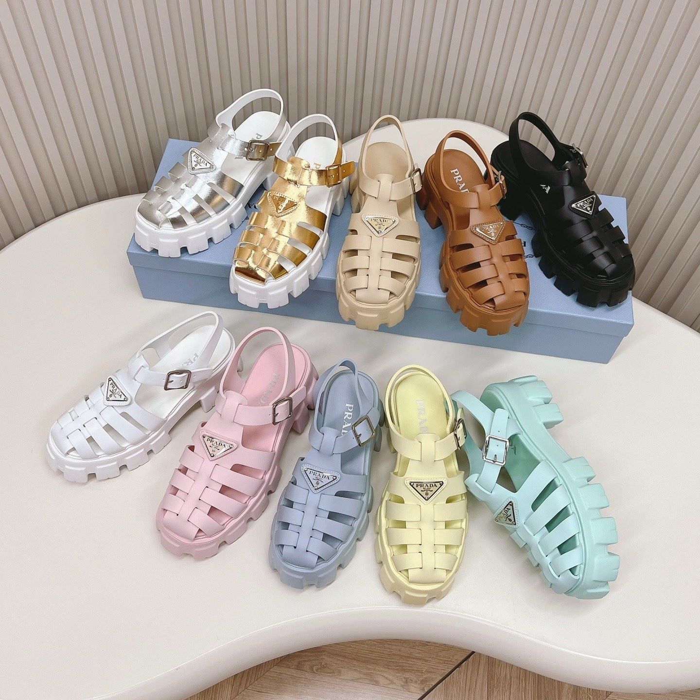 Prada Shoes Serrated thick soled women's sandals