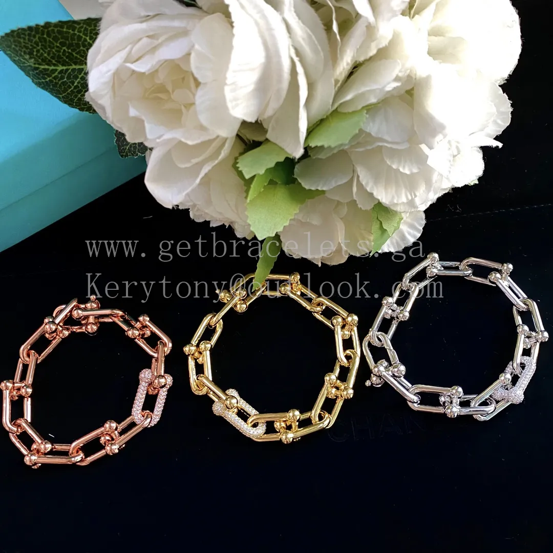 Tiffany HardWear Large Link Bracelet in Yellow Gold/White Gold/Rose Gold with Diamonds