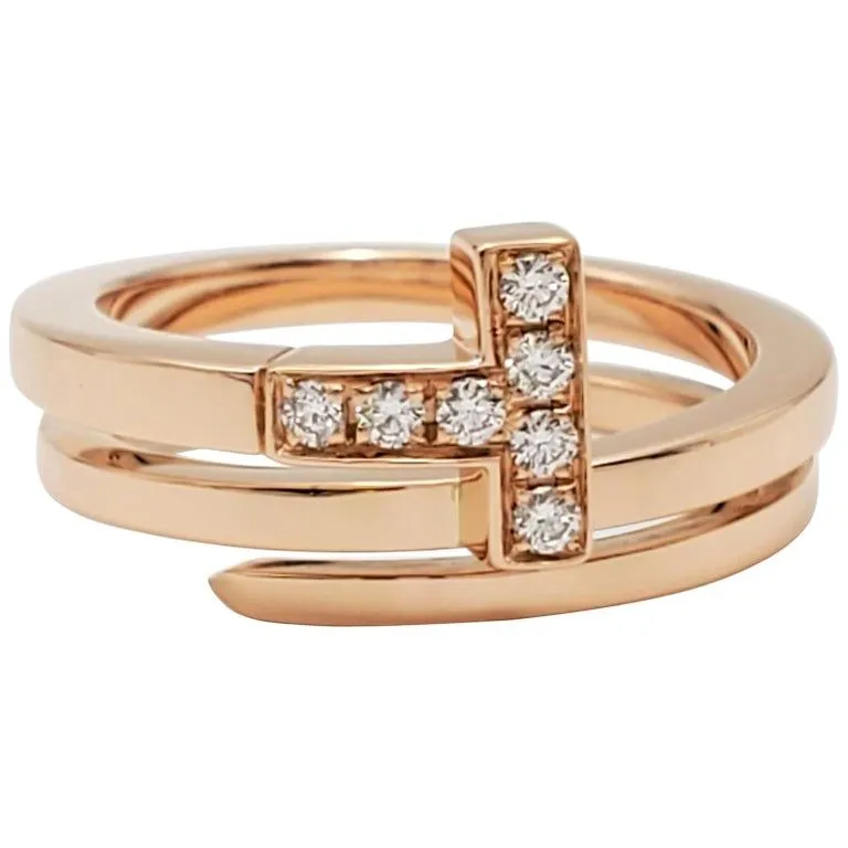 Tiffany Unique Model Tiffany T Rose Gold Square Wrap Ring Luxury Replicated