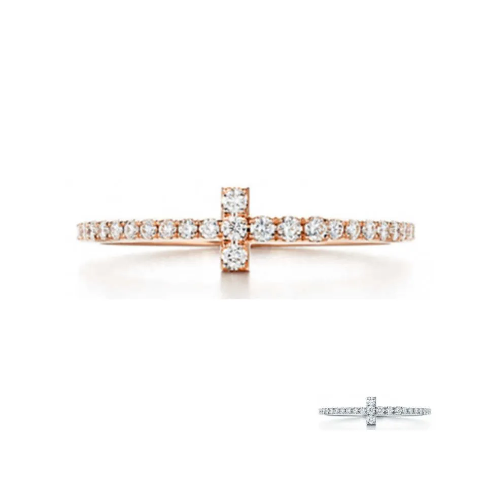 Tiffany T Wire Ring Rose Gold With Diamonds For Women UK Sale OnlineGRP08658/GRP08661