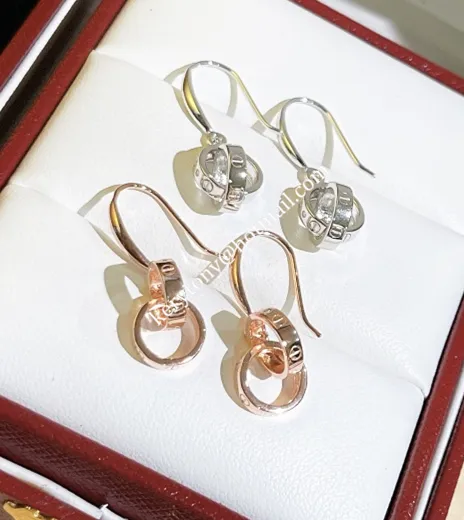 Spring Fashion Cartier Love Ear Hook Earrings Rose Gold/White Gold Best