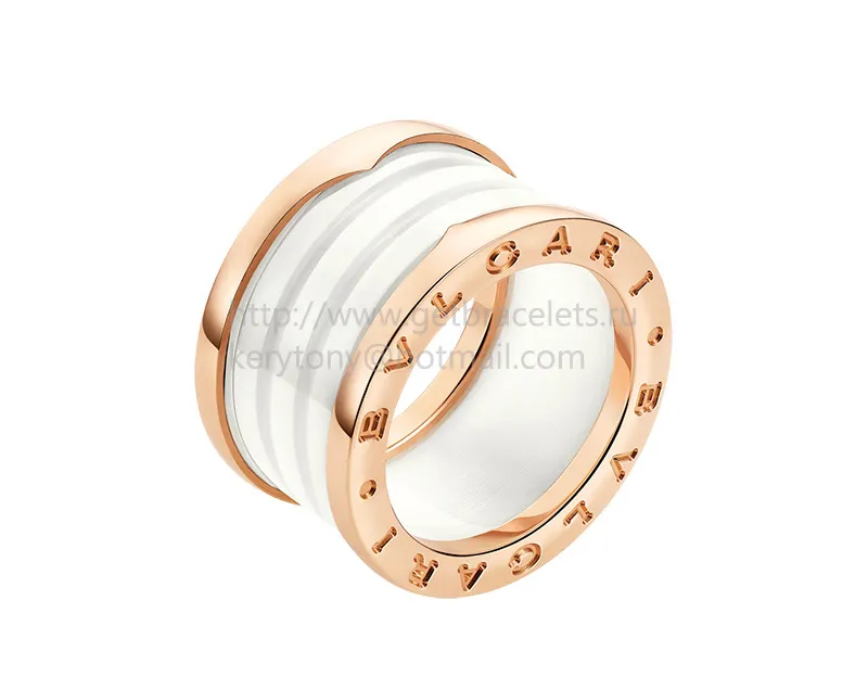 B.zero1 4-Band Rose Gold Ring with White Ceramic