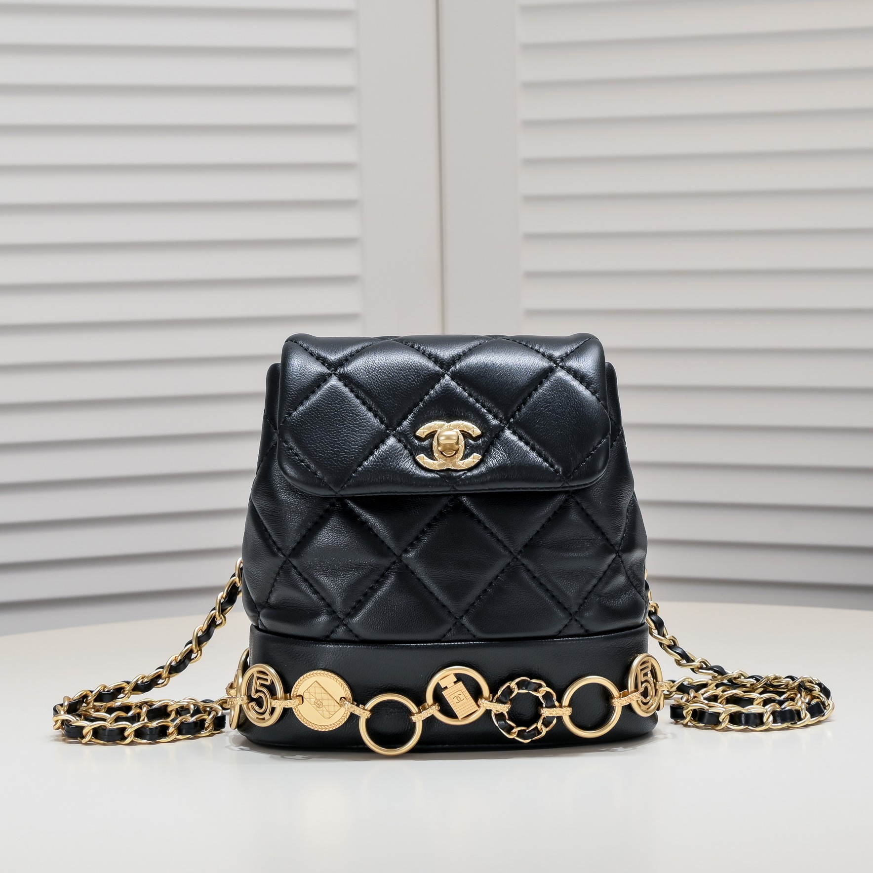Chanel 23b Gold Coin Black Shoulder Bag Shoulder Bag Handbag