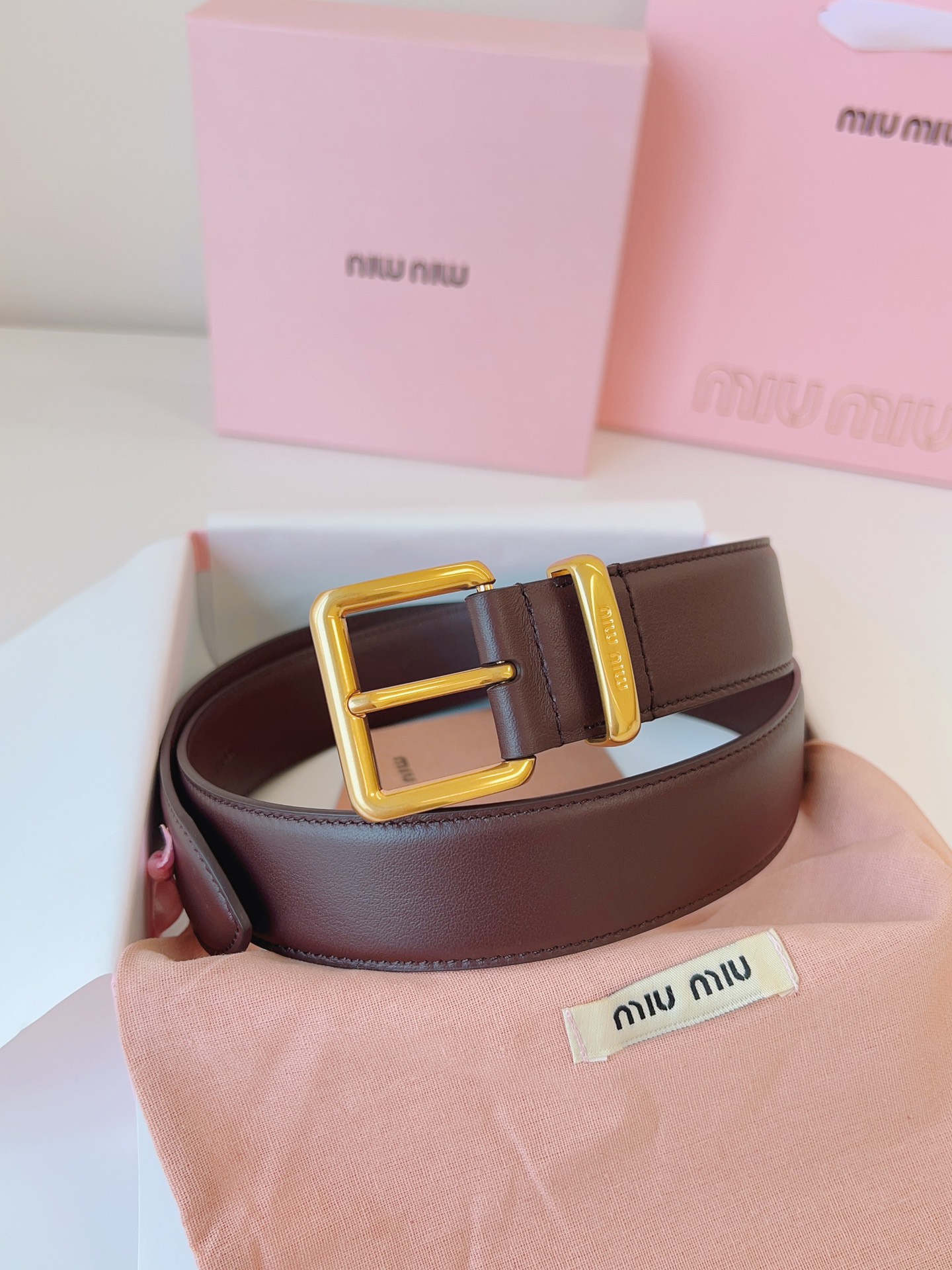 MiuMiu Leather Belts 1:1 Mirror Version