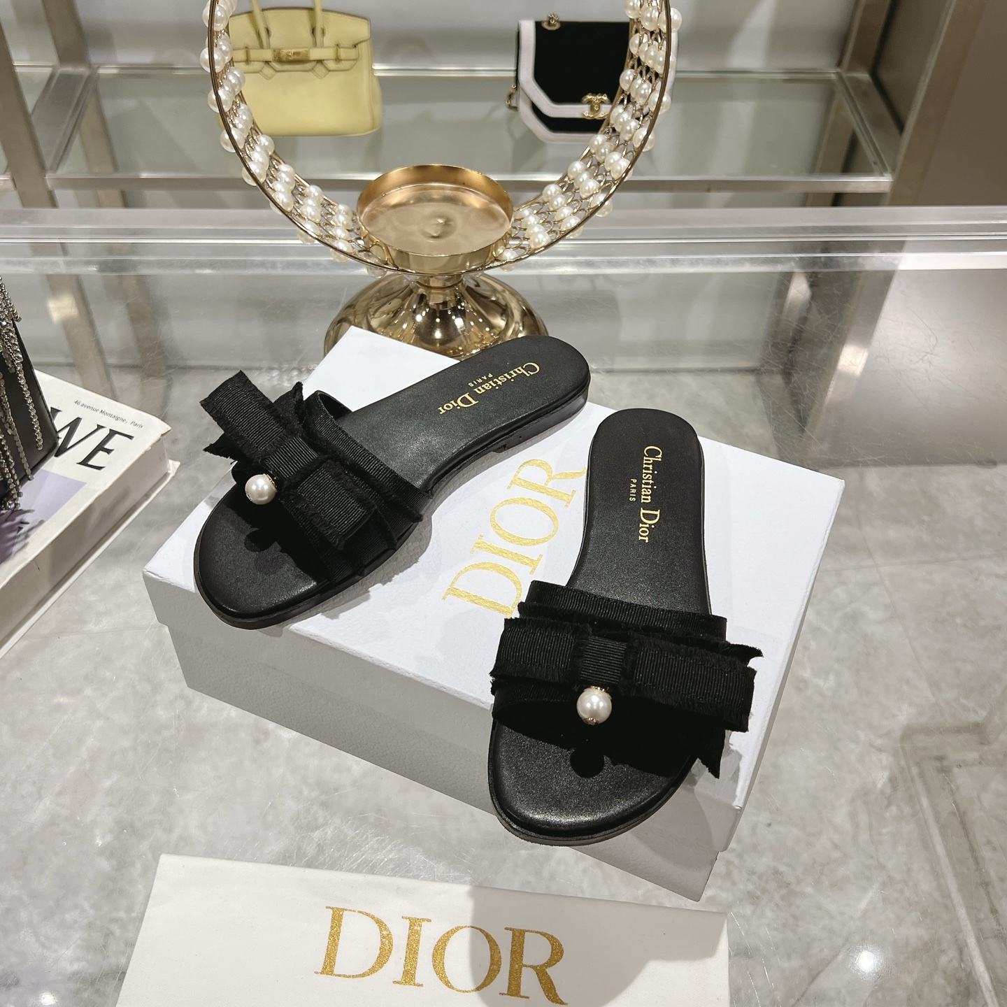 Dior Shoes Tassel woven women's slippers