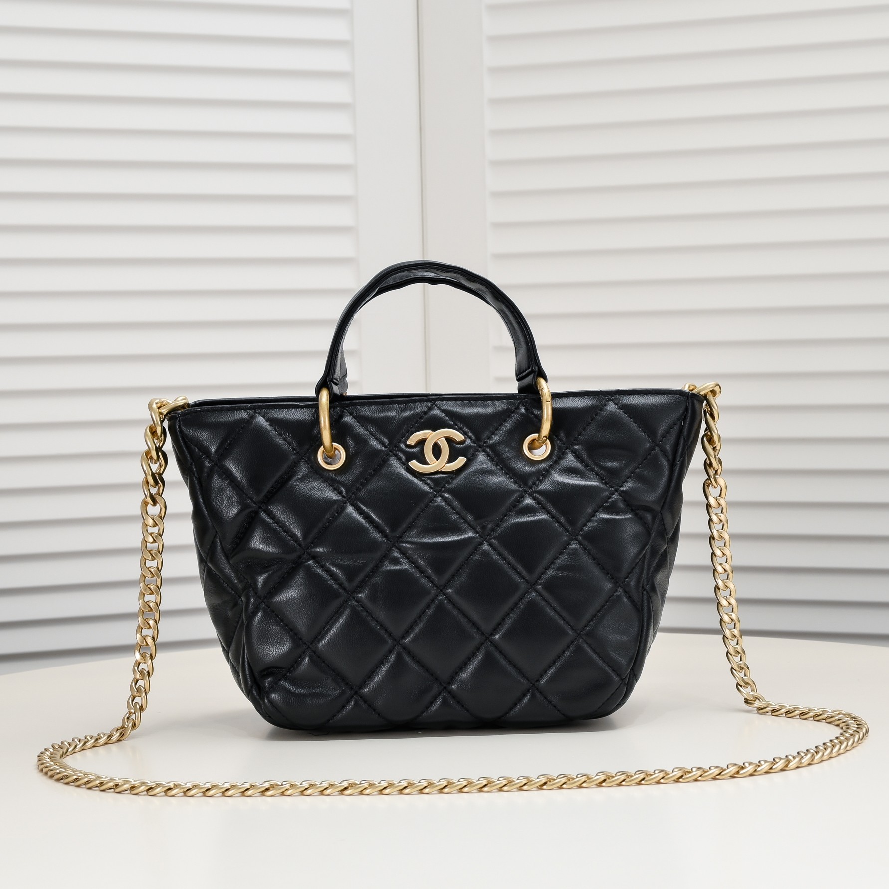 Chanel CC 2Way Chain Shoulder Tote Bag Leather Shoulder Bag Handbag