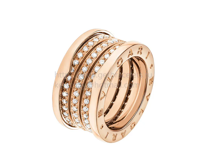 B.zero1 4-Band Ring in Rose Gold with Pave Diamonds