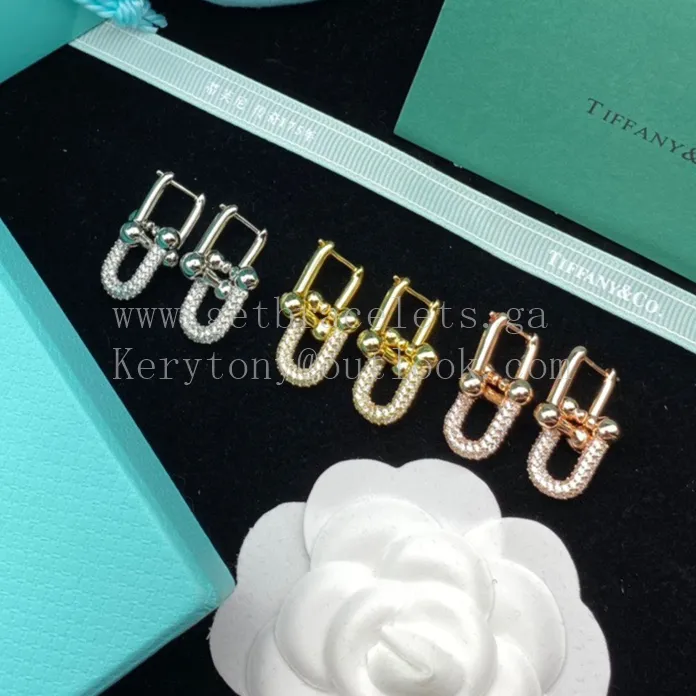 Tiffany HardWear Link Earrings in Yellow Gold/Rose Gold/White Gold With Diamonds