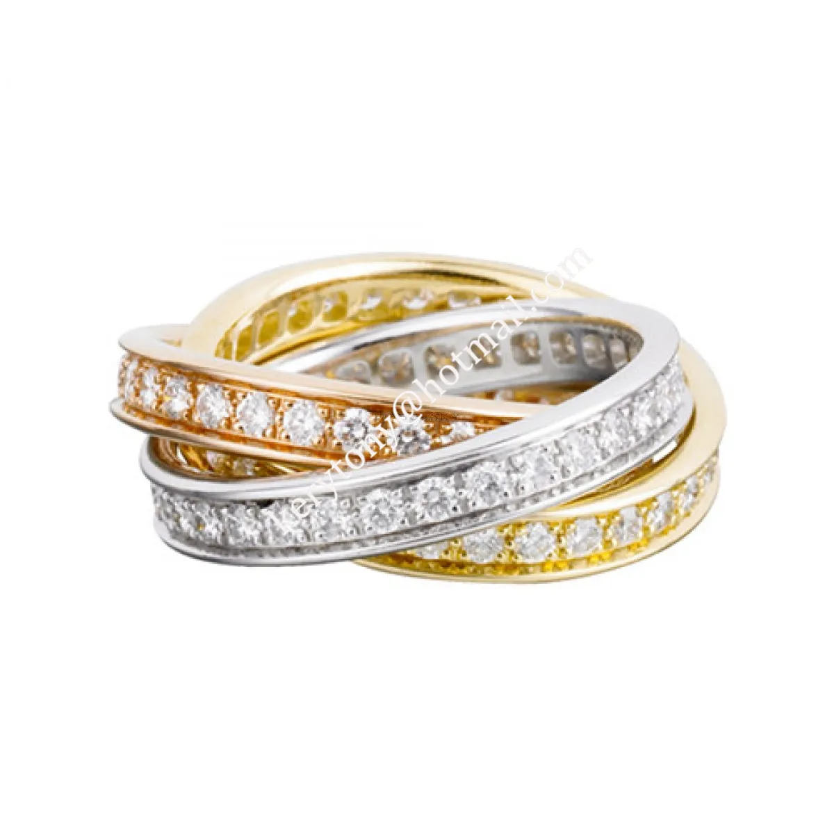 Top Sale Cartier Trinity Ring White Gold/Yellow God/Rose Gold With Pave Diamonds B4075100 Online