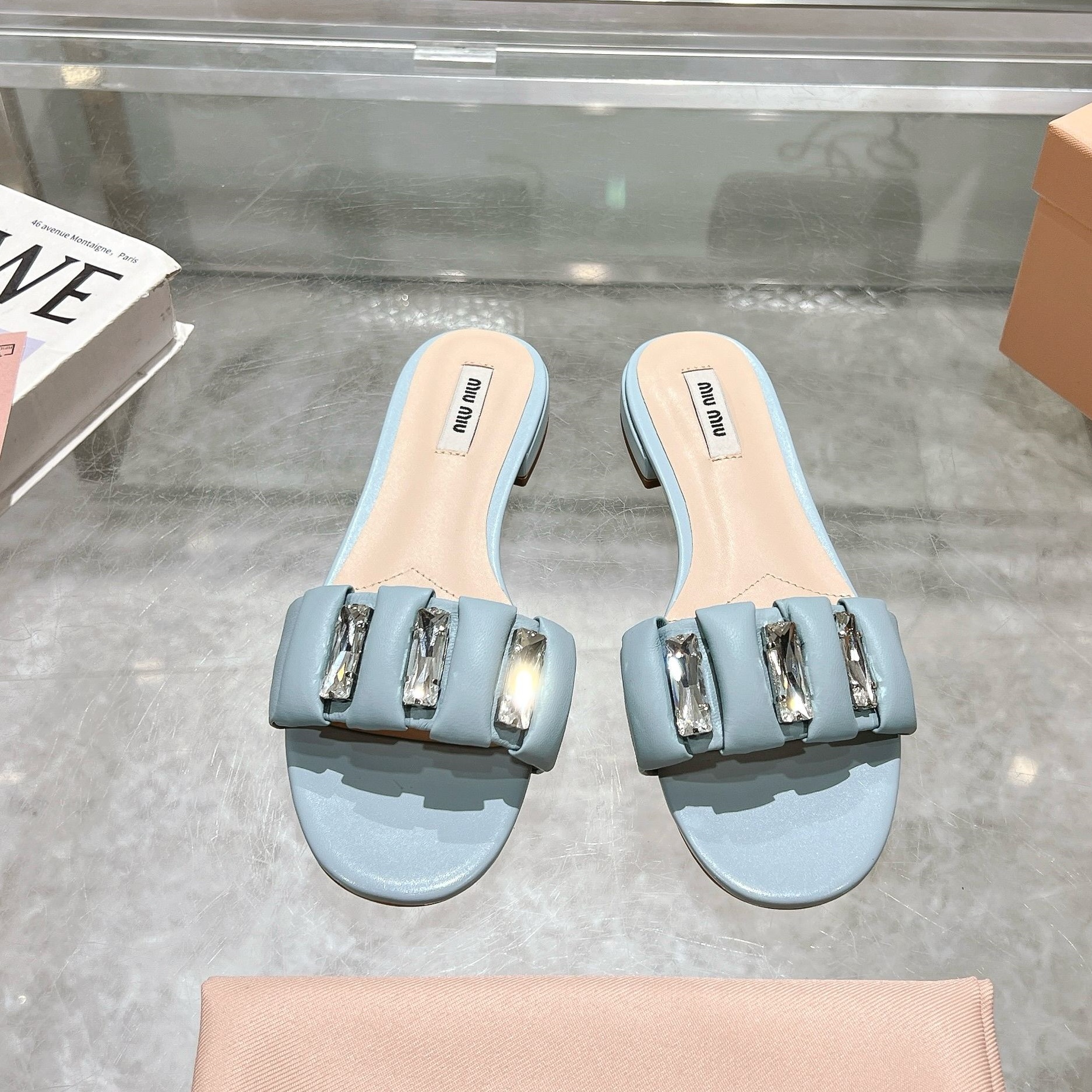 Miu Miu Shoes Diamond encrusted women's slippers