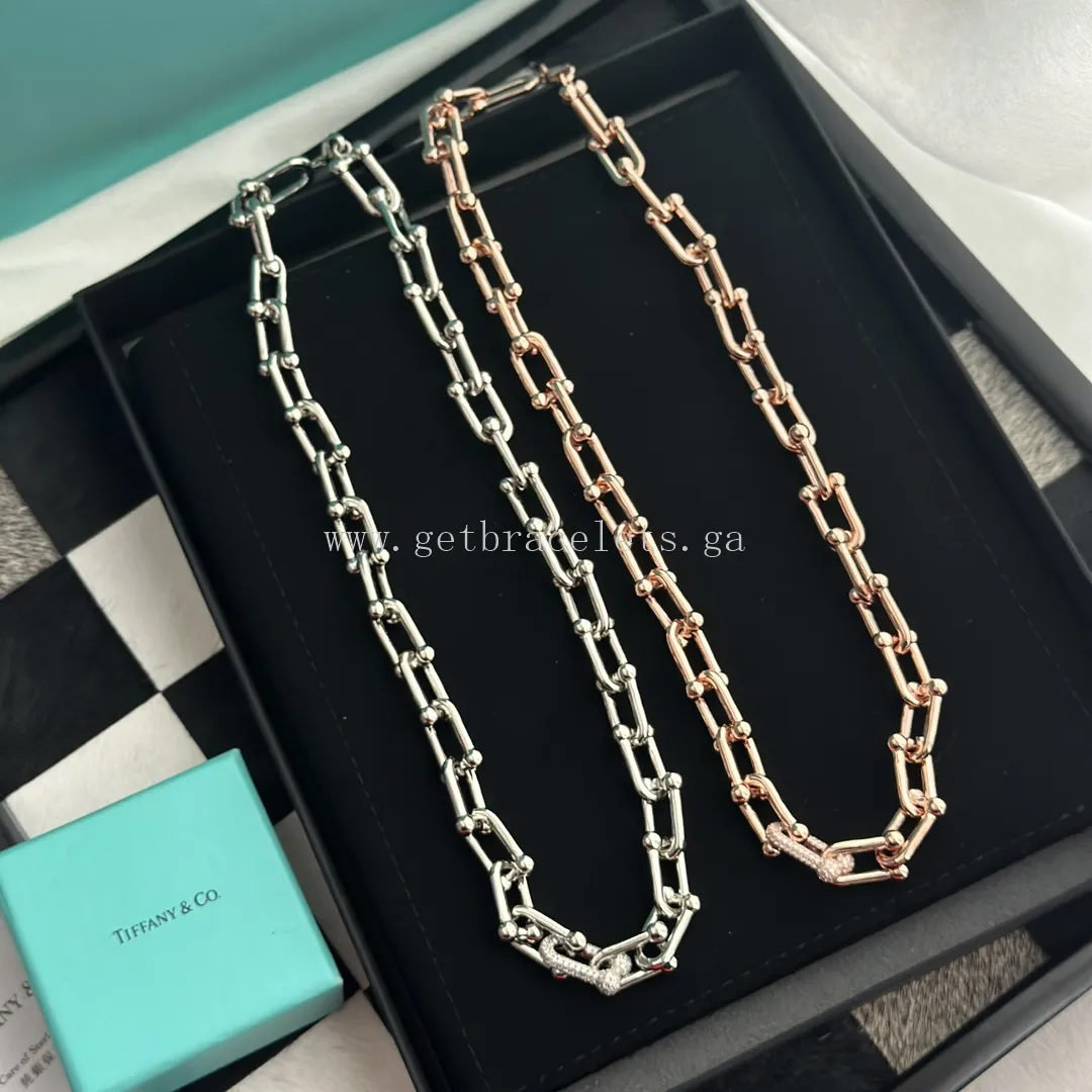 Tiffany HardWear Link Necklace With Diamonds Rose Gold/White Gold