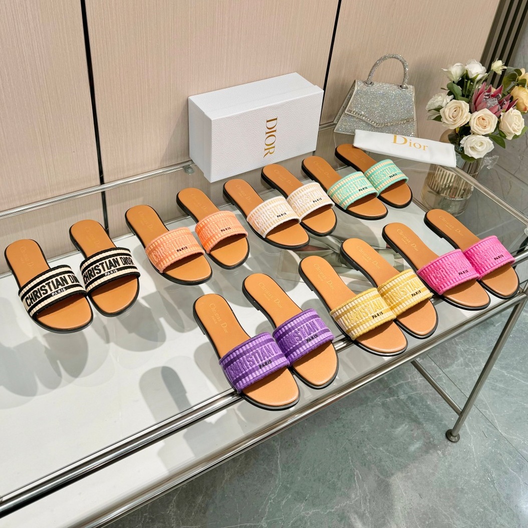 Dior Shoes Seven color embroidered slippers