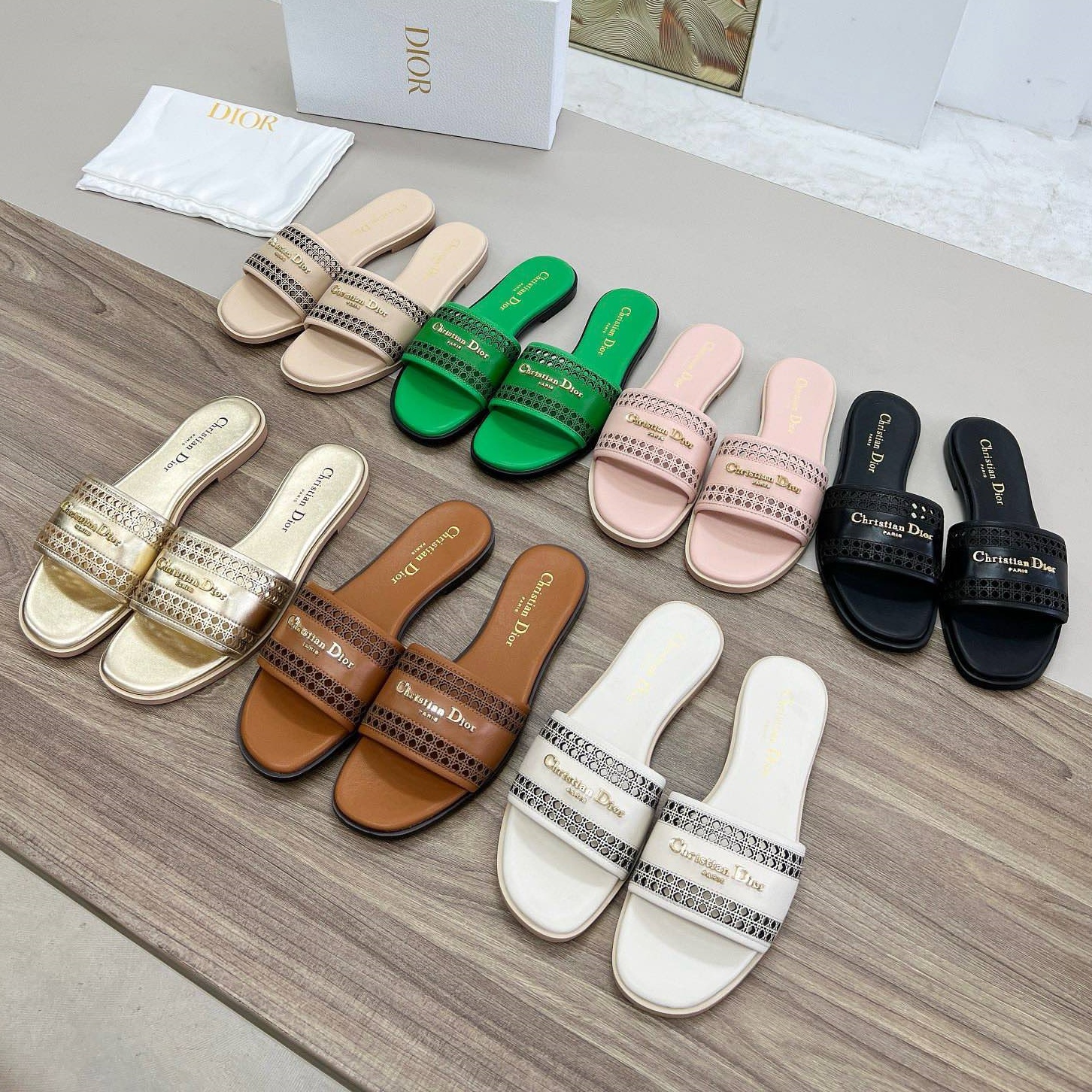 Dior Shoes Hollow out women's slippers