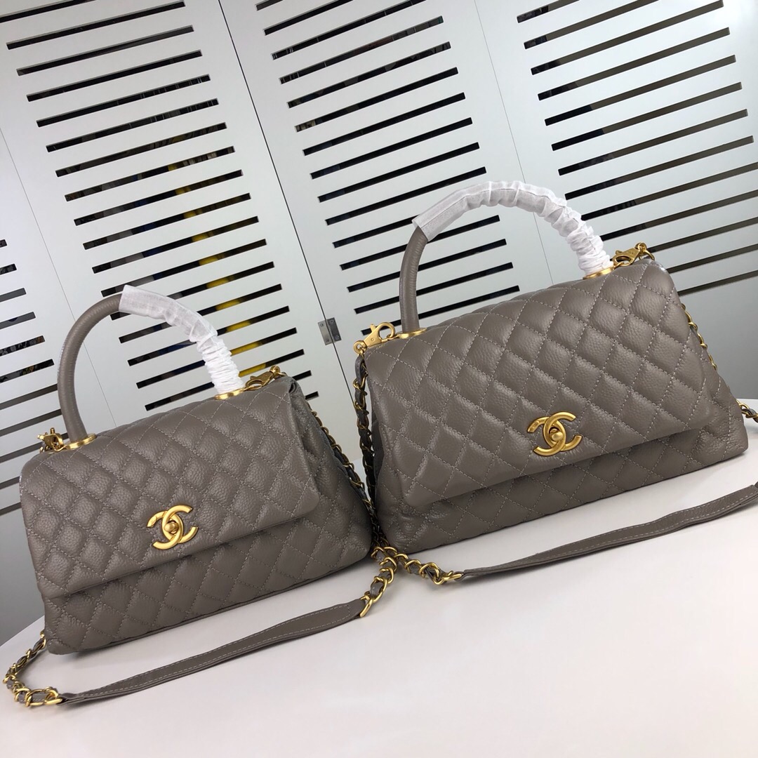 Chanel Grey Large Shoulder Bag Handbag