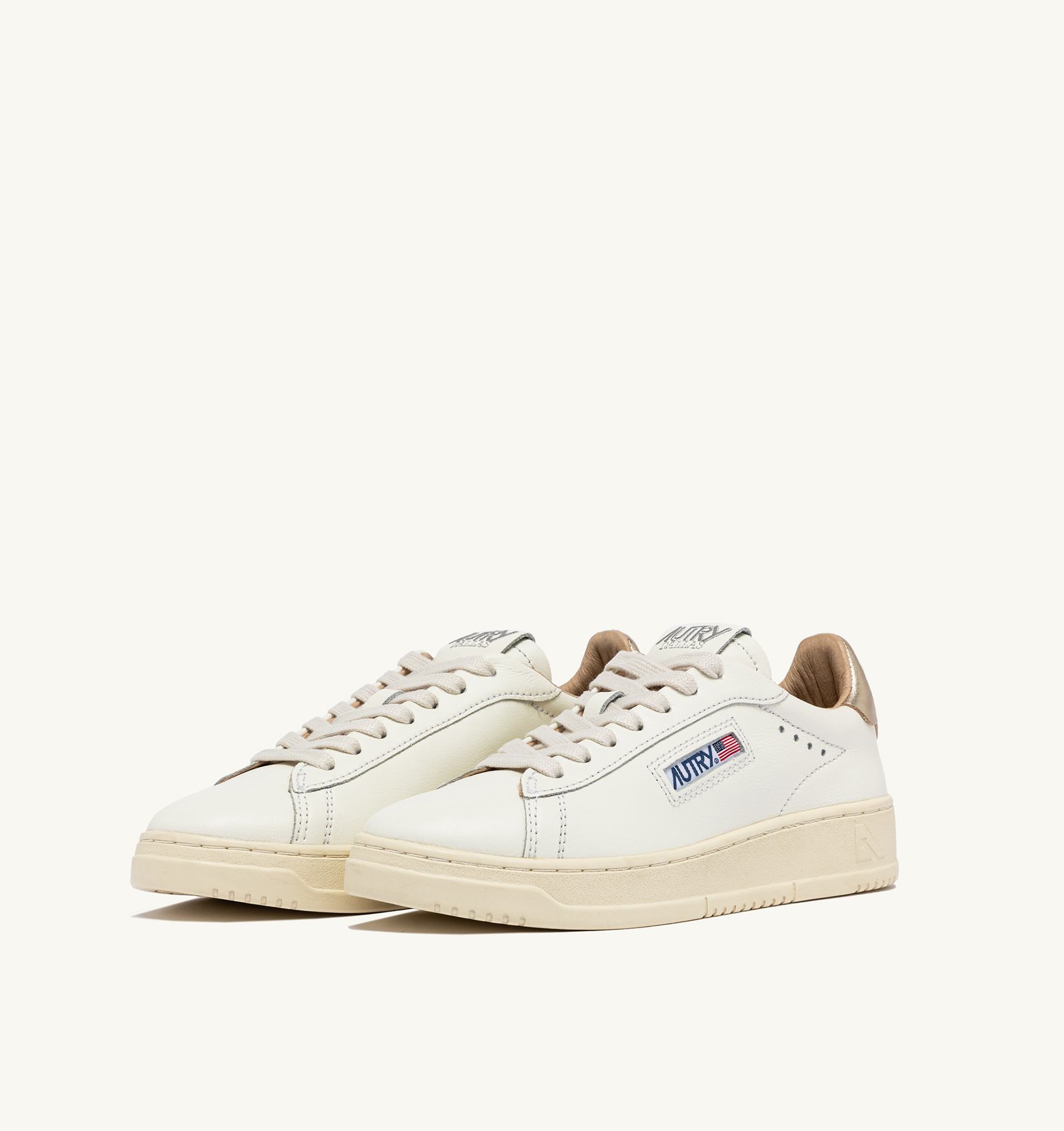 DALLAS LOW SNEAKERS IN WHITE AND GOLD LEATHER