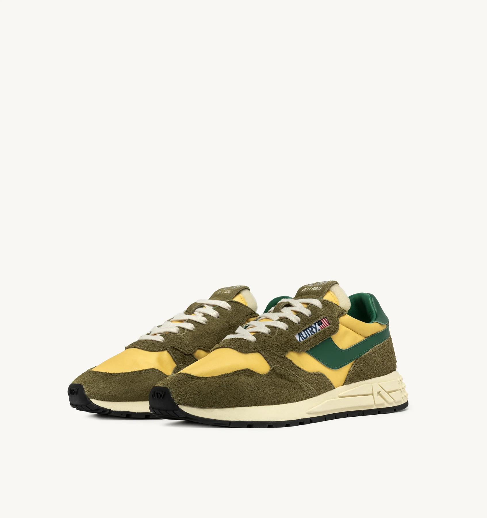 REELWIND LOW SNEAKERS IN MILITARY GREEN AND AMAZON NYLON AND SUEDE