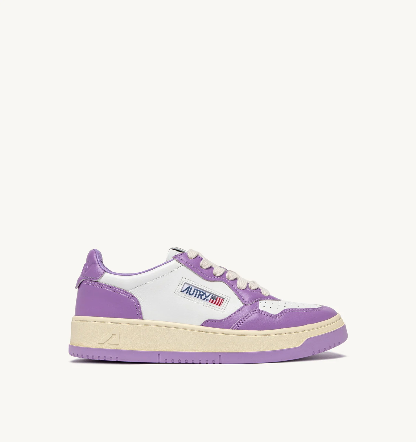 MEDALIST LOW SNEAKERS IN LEATHER COLOR WHITE AND LILAC