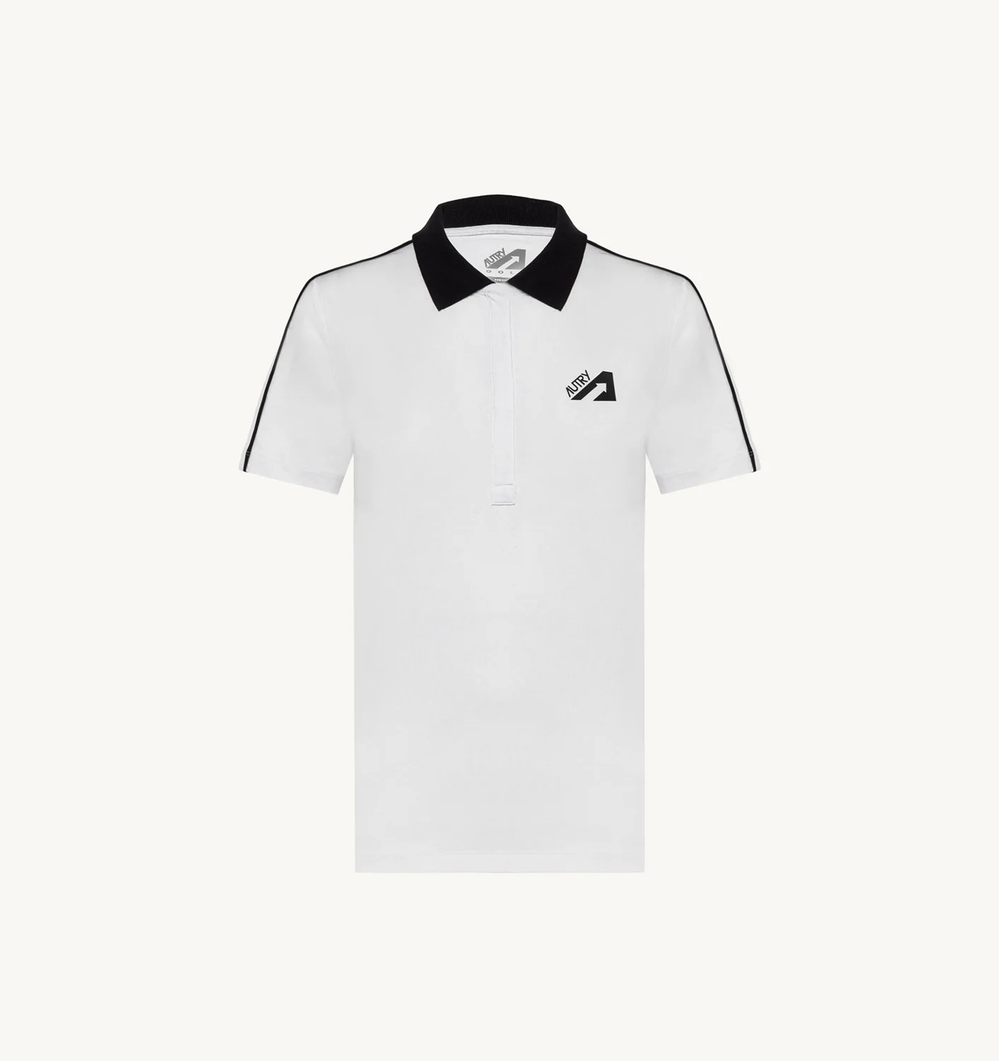WHITE GOLF POLO SHIRT WITH CONTRAST PIPING
