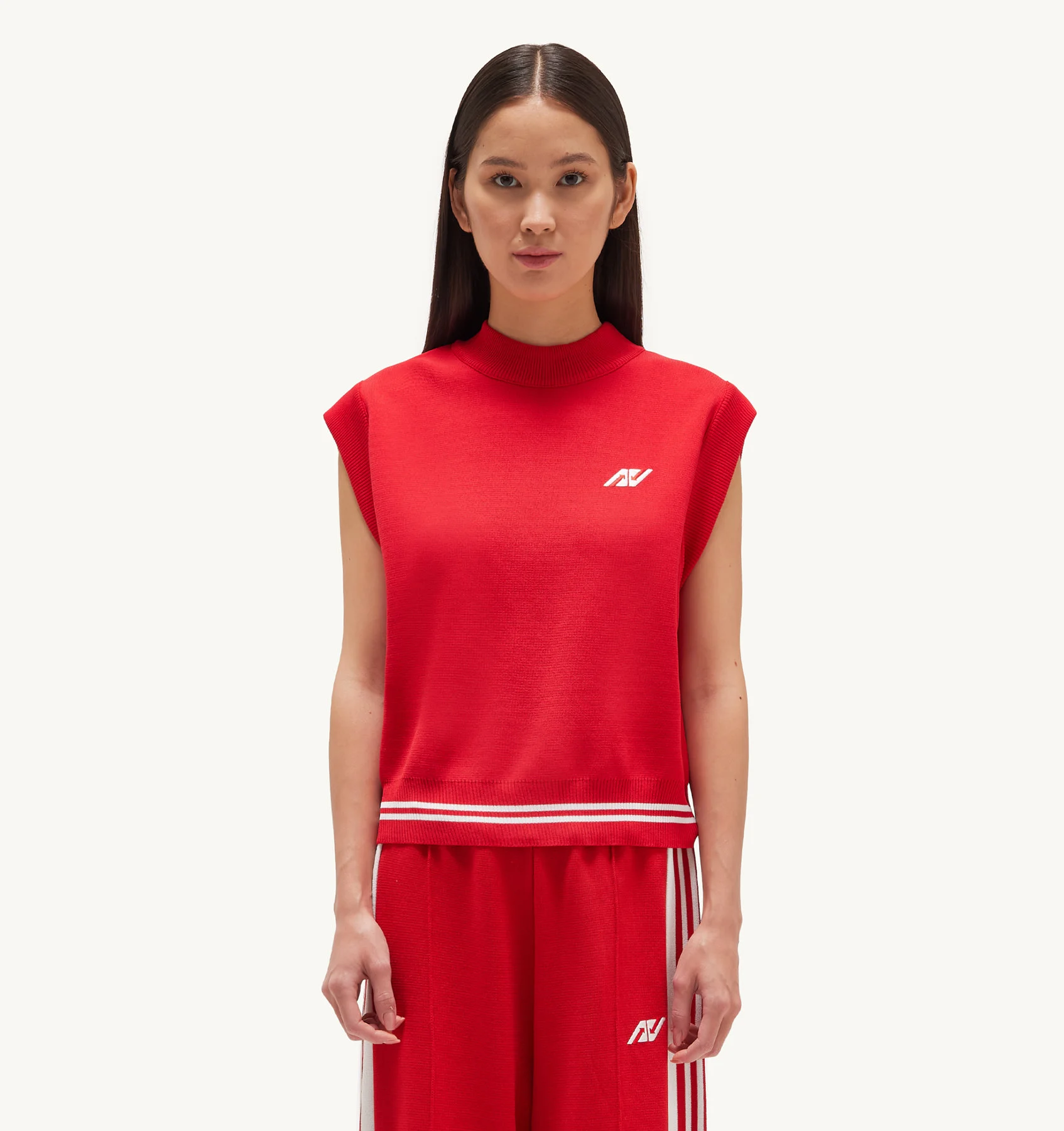 BOXY FIT VEST IN RED VISCOSE