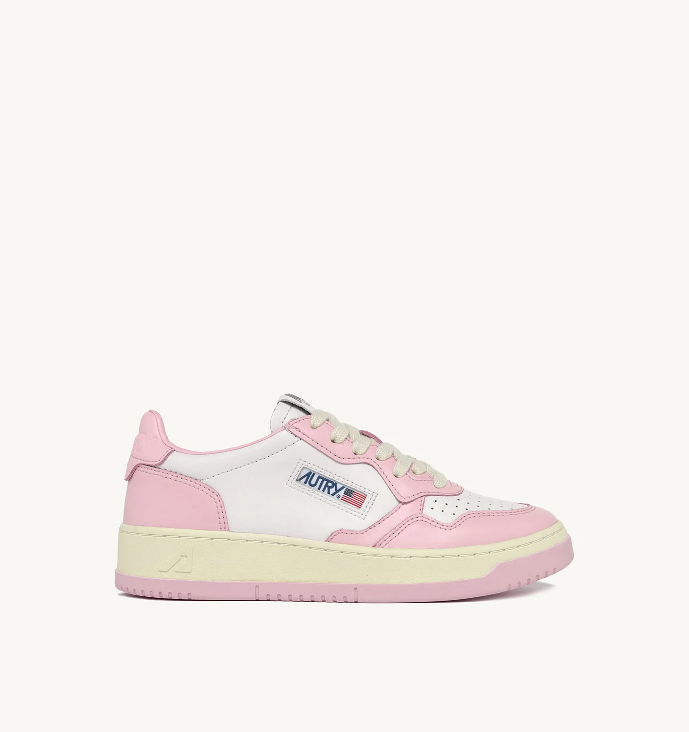 MEDALIST LOW BI-COLOR SNEAKERS IN WHITE AND PINK LEATHER