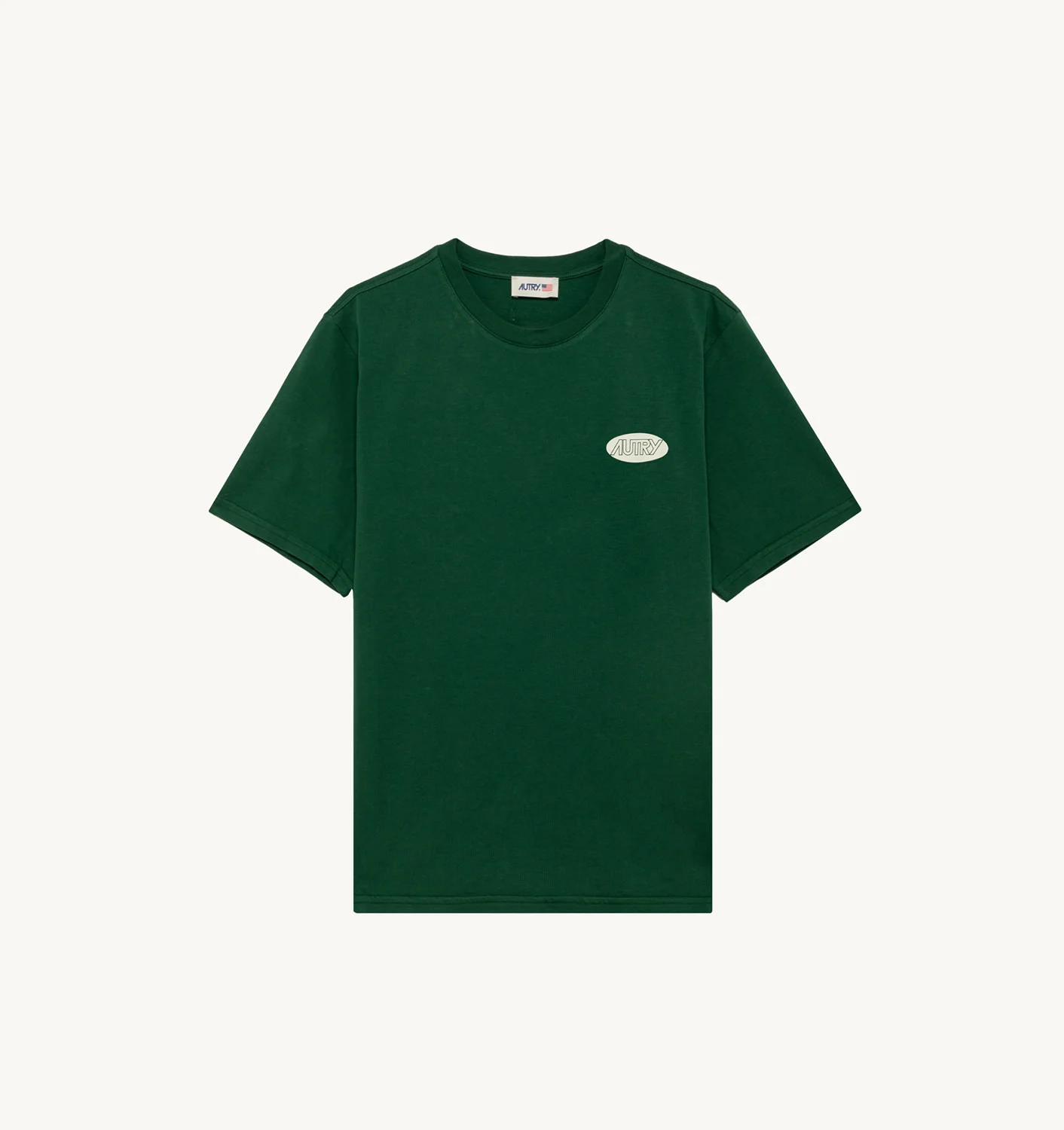 T-SHIRT IN GREEN COTTON WITH PRINTED LOGO