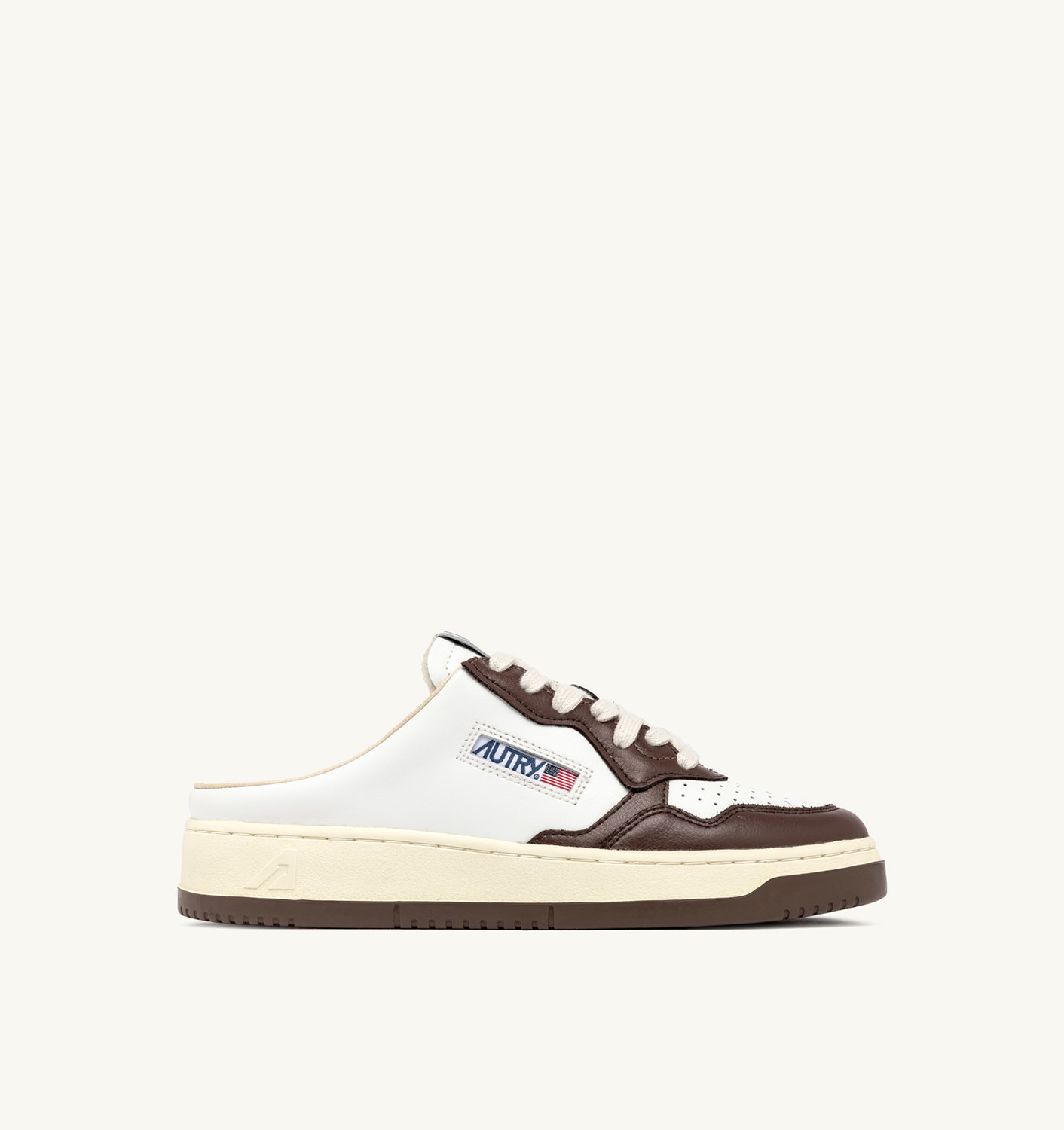 MEDALIST SABOT SNEAKERS IN WHITE AND PINECONE LEATHER