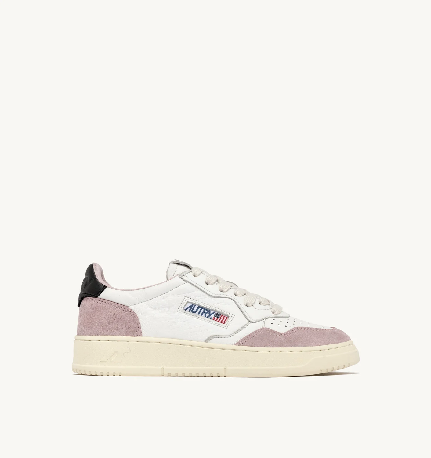 MEDALIST LOW SNEAKERS IN WHITE, POWDER PINK AND BLACK SUEDE AND LEATHER