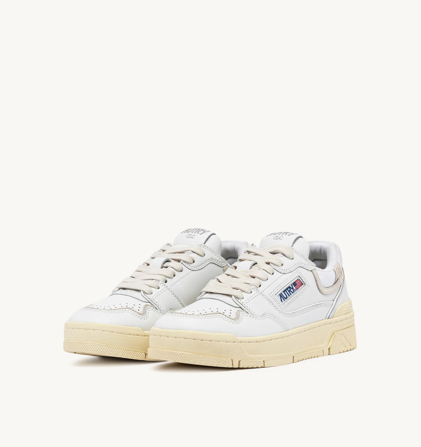CLC LOW SNEAKERS IN WHITE LEATHER AND SUEDE