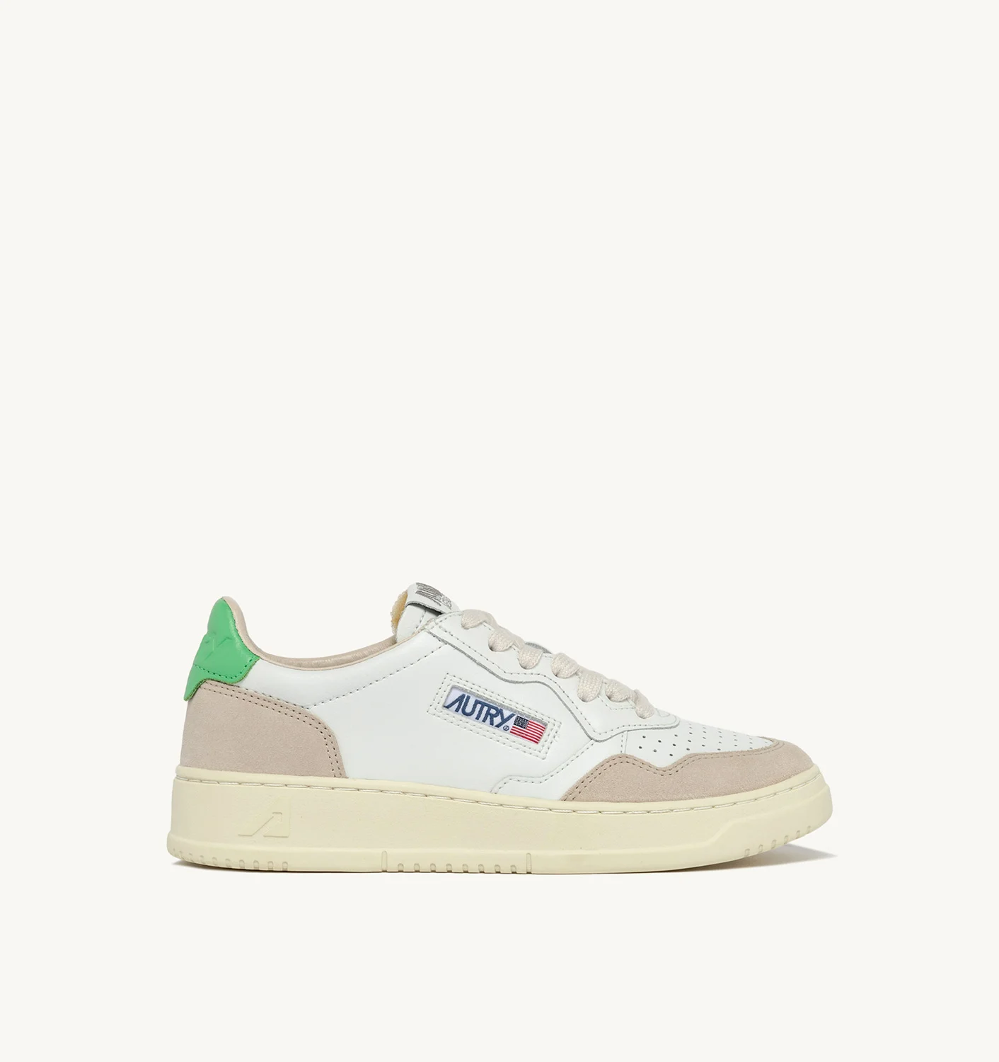 MEDALIST LOW SNEAKERS IN WHITE AND GREEN LEATHER AND LEATHER SUEDE