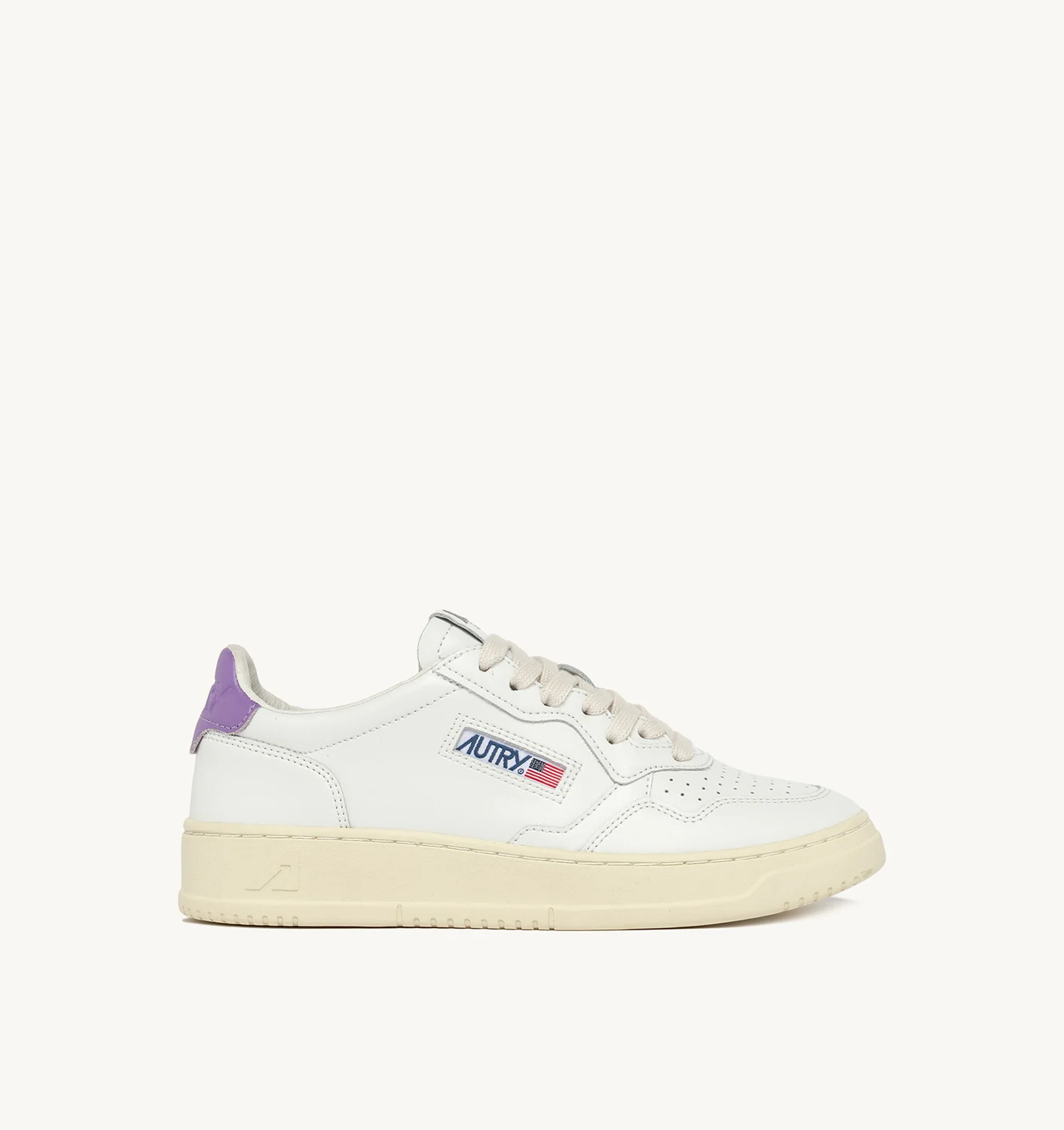 MEDALIST LOW SNEAKERS IN LEATHER COLOR WHITE AND LILAC