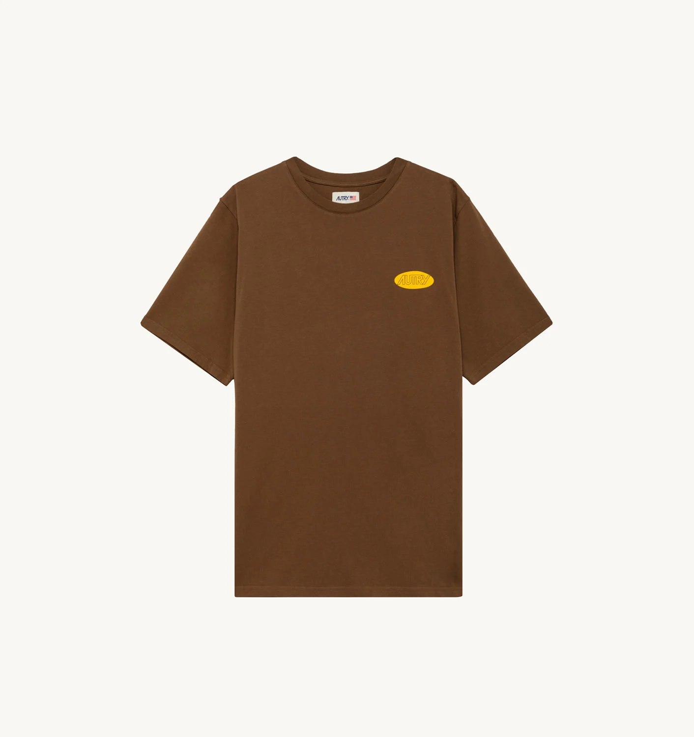 T-SHIRT IN BROWN COTTON WITH PRINTED LOGO