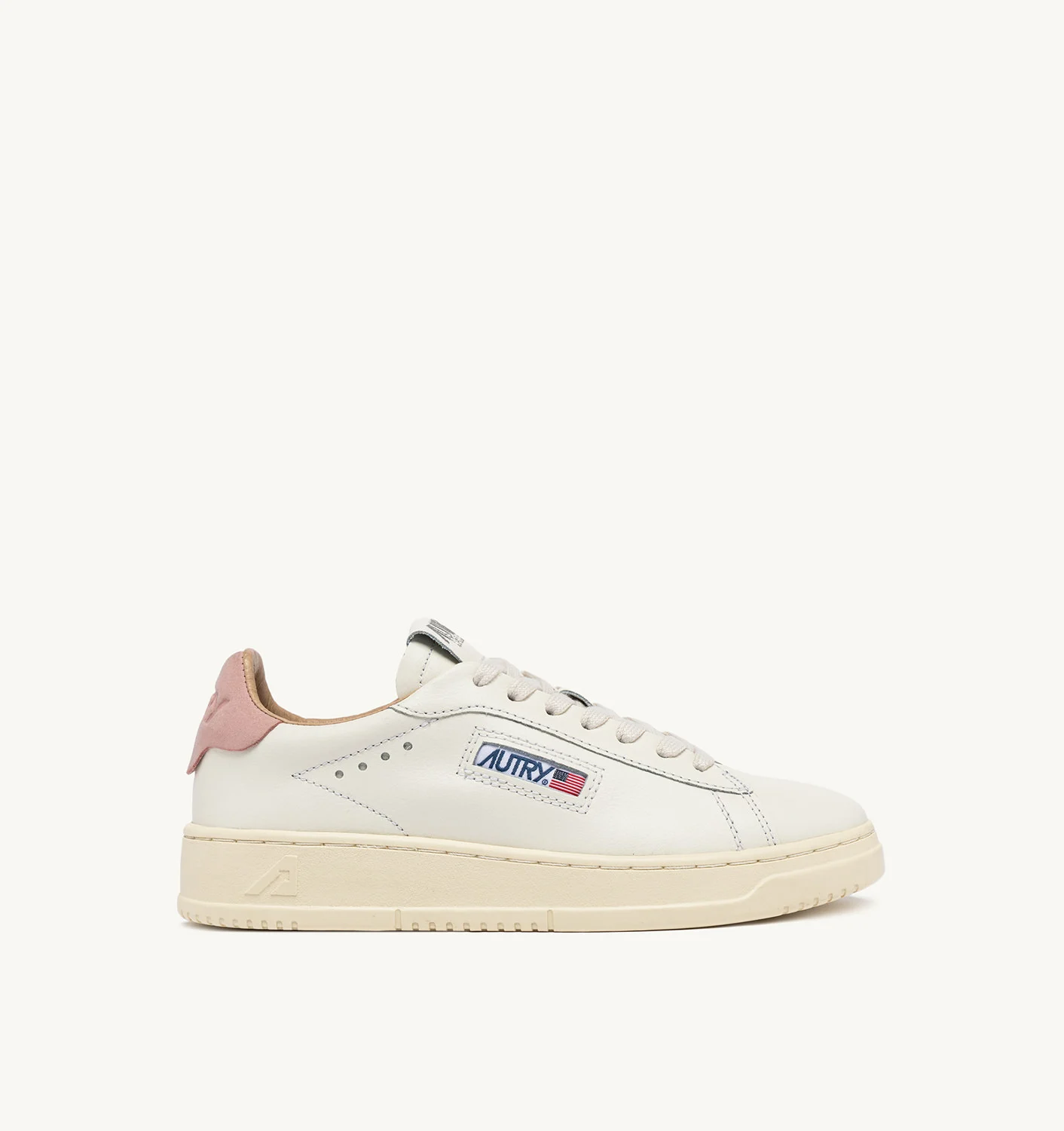 DALLAS LOW SNEAKERS IN WHITE AND POWDER PINK LEATHER