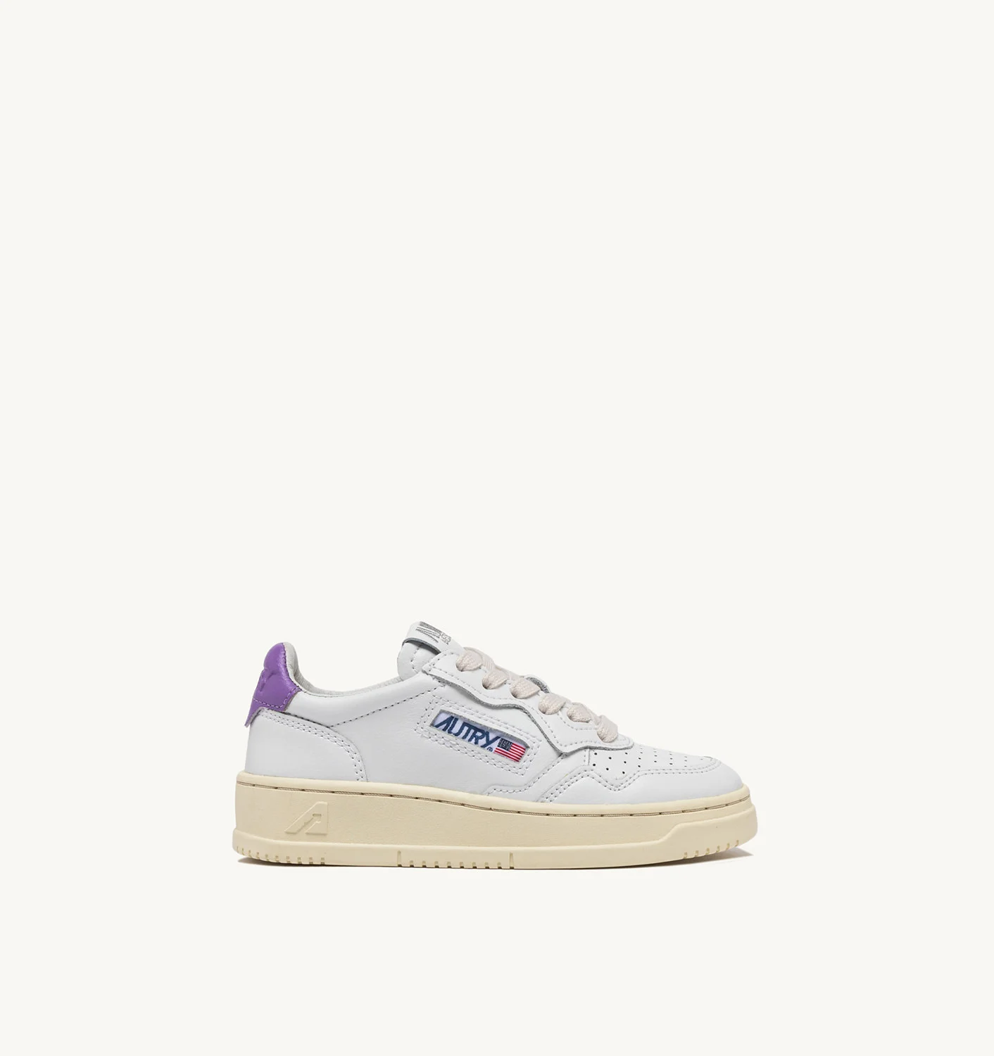 MEDALIST LOW-TOP SNEAKERS FOR KIDS IN LEATHER COLOR WHITE AND LILAC