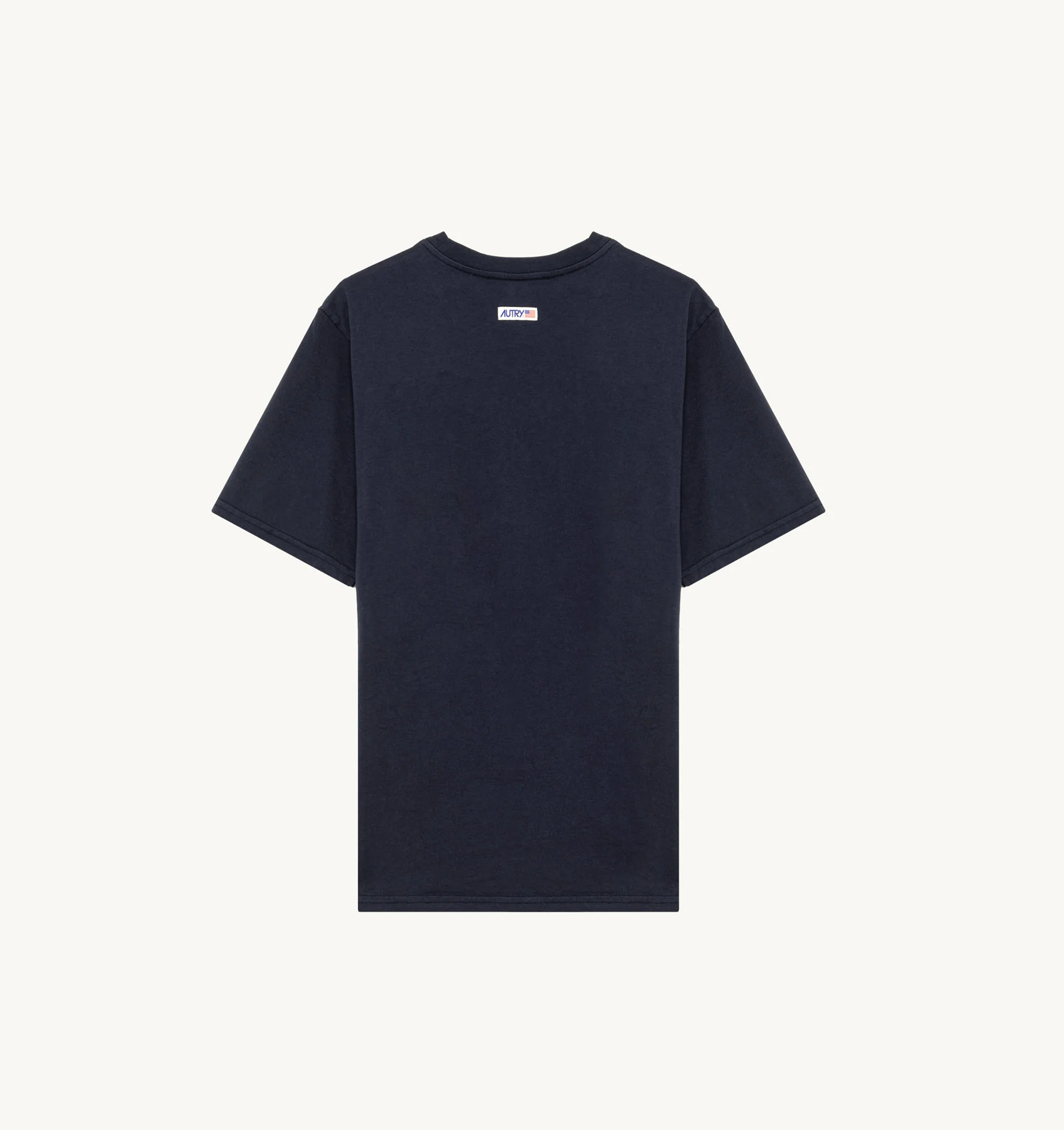 T-SHIRT IN BLUE COTTON WITH LABEL